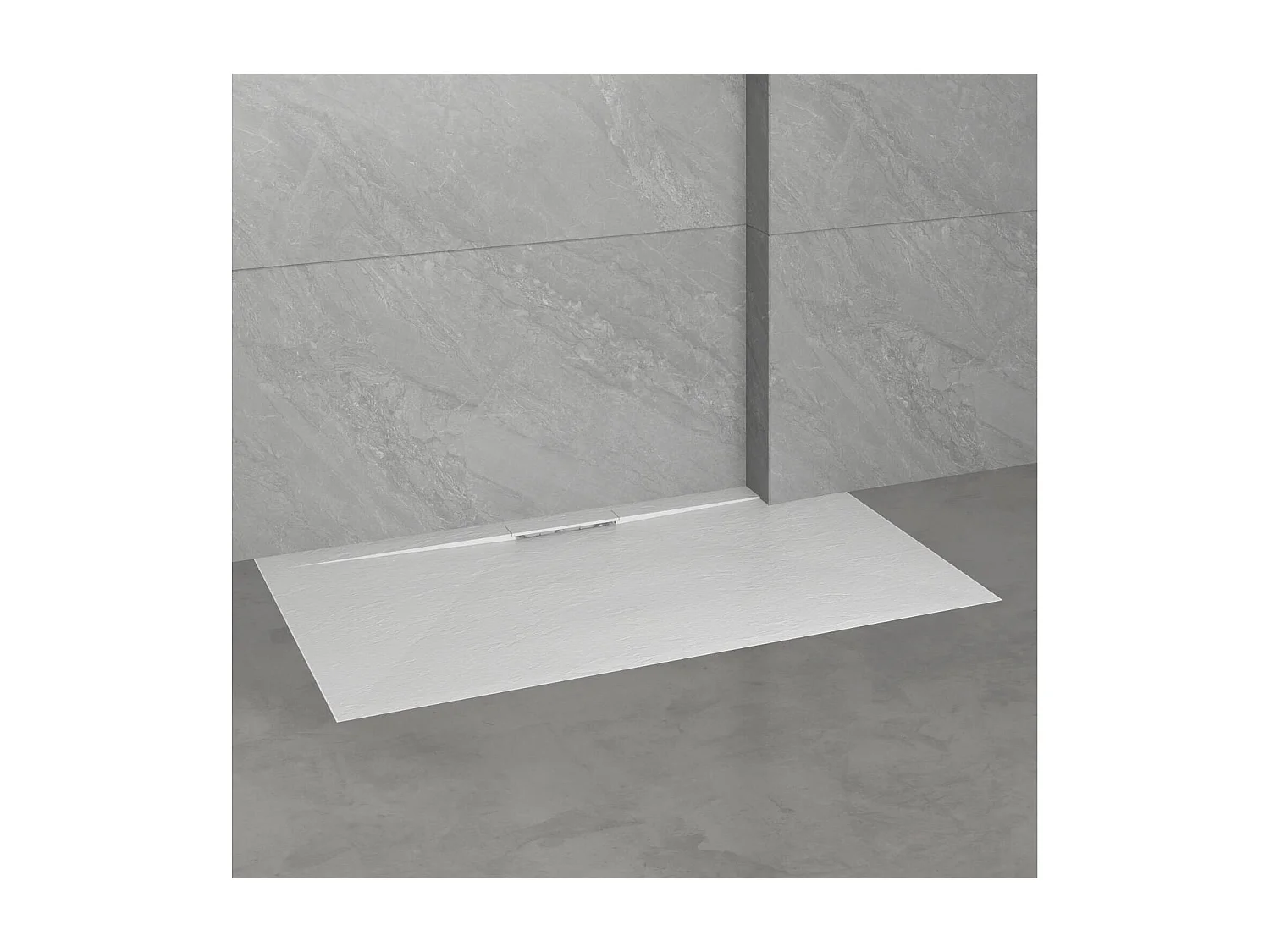 LIVA extra vlakke wanddouchebak in leisteenlook 140x90cm 120x90