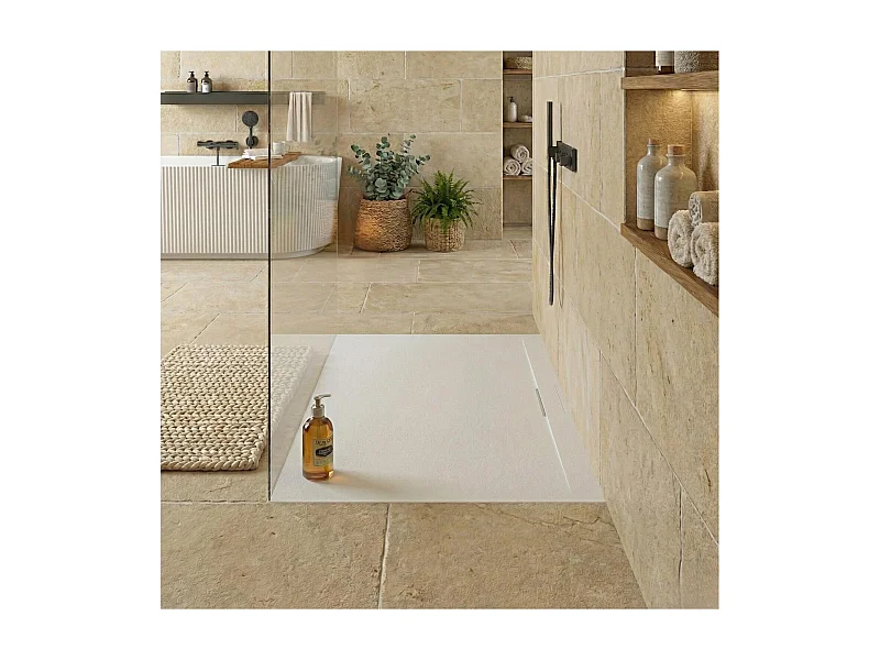 Base de duche de parede extra plana LIVA com efeito ardósia 120x90