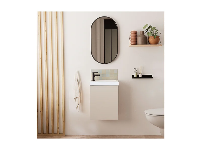 Ensemble lave-mains suspendu avec miroir ovale