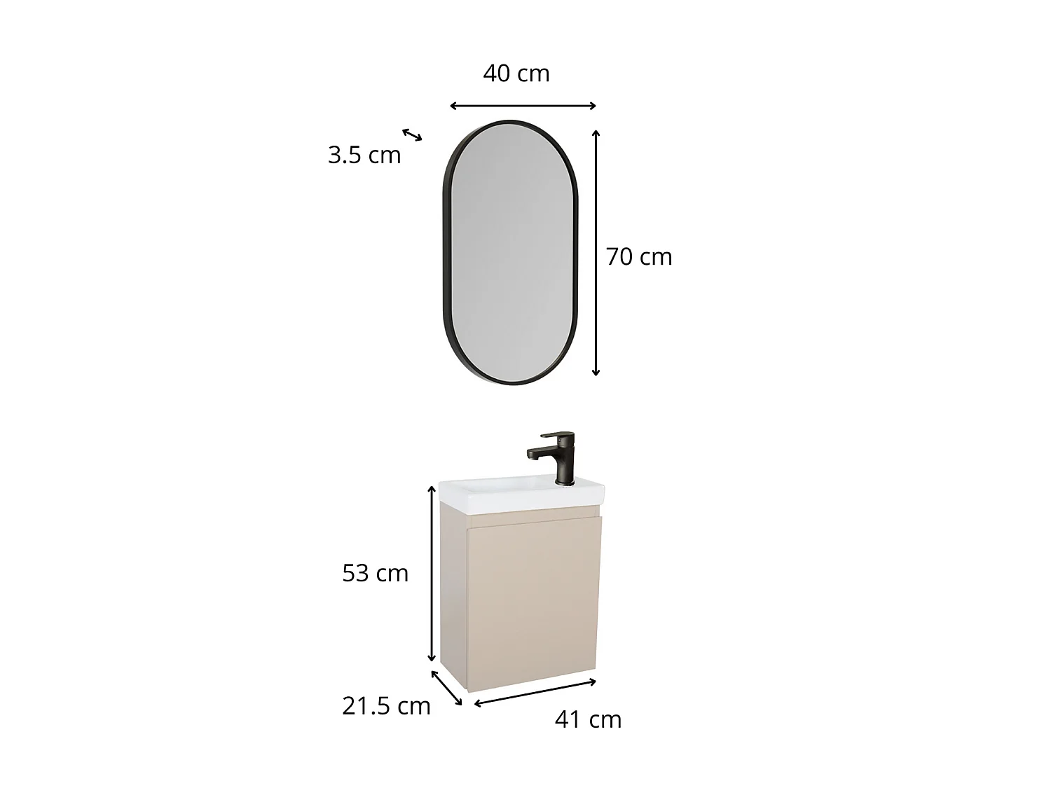 Mueble lavabo LISA + espejo ovalado