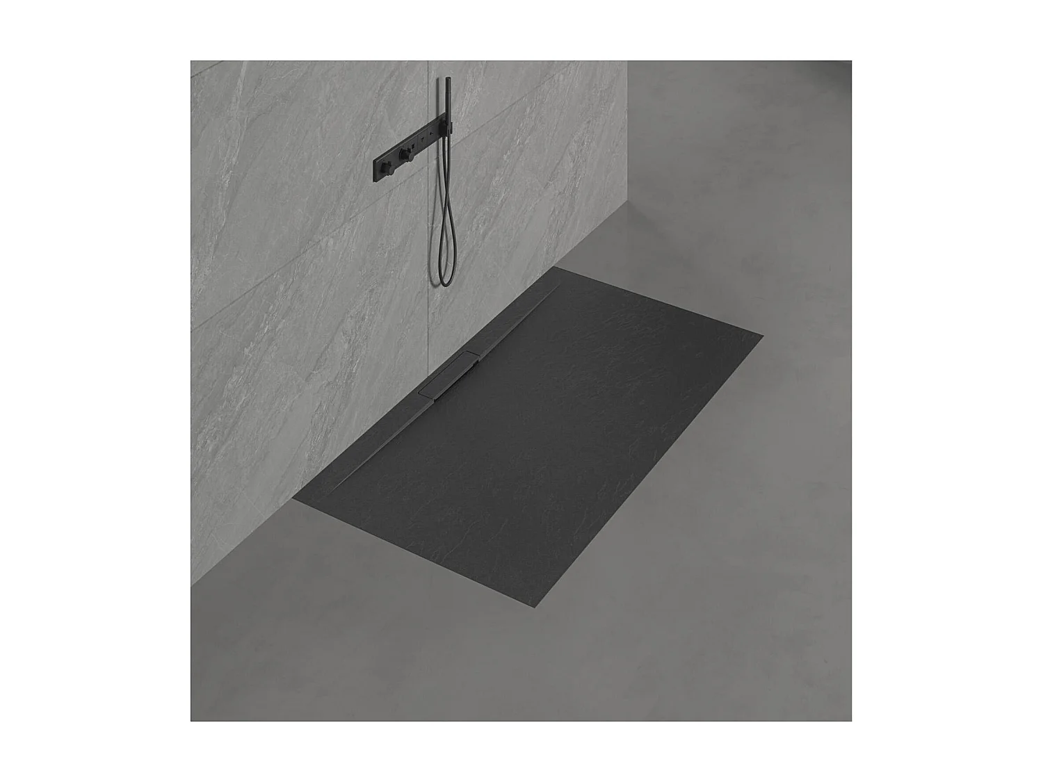 LIVA extraflache Schieferoptik Wand-Duschwanne 120x90cm 120x90