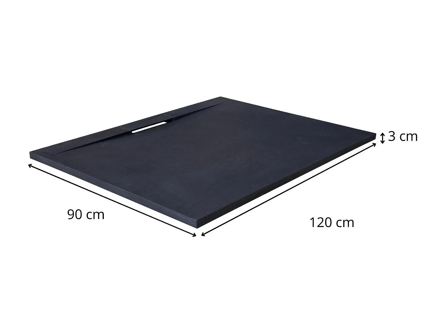 LIVA extraflache Schieferoptik Wand-Duschwanne 120x90cm 120x90