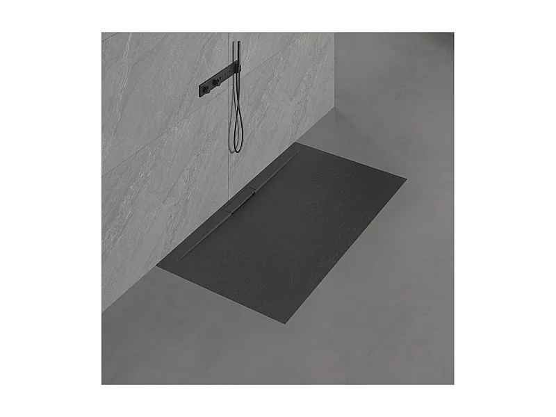 LIVA extraflache Schieferoptik Wand-Duschwanne 120x90cm 120x90