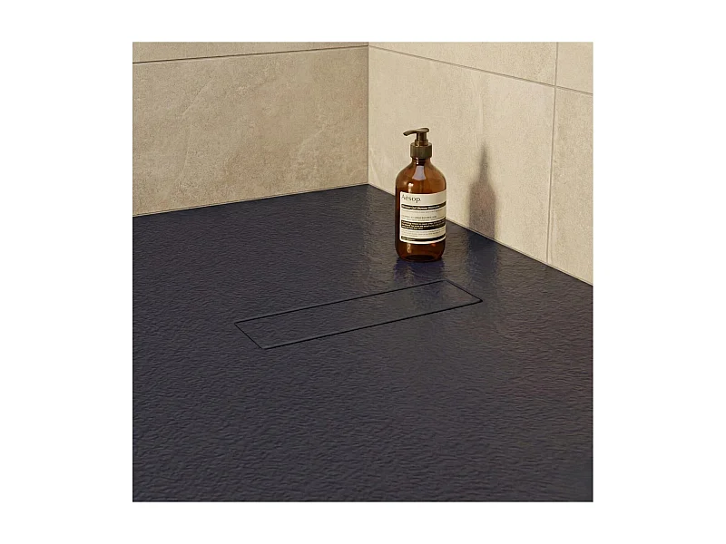 Piatto doccia extrapiatto effetto pietra grigio antracite - Piletta inclusa