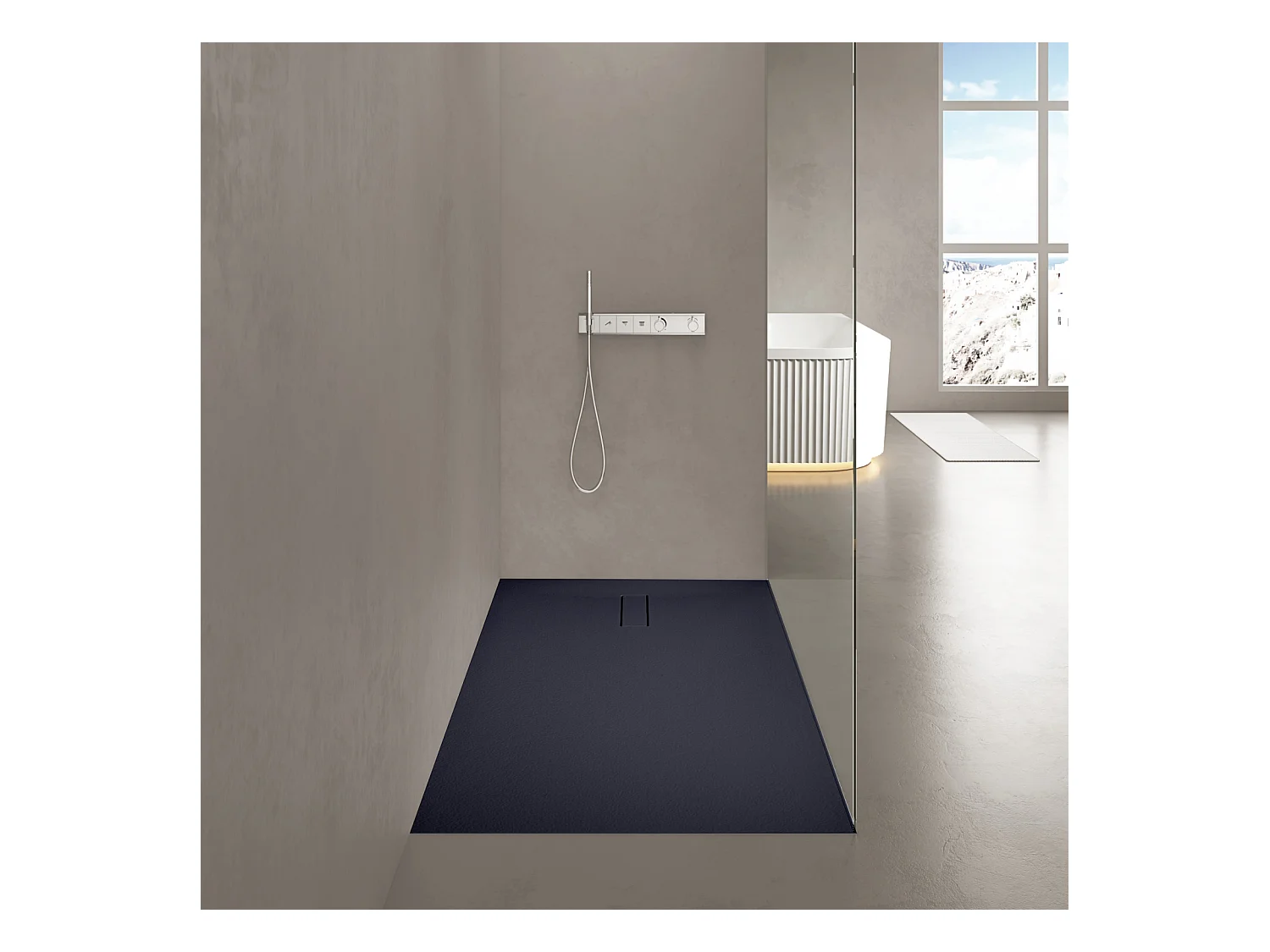 Plato de ducha extraplano efecto piedra SOMA 120x80cm 140x90