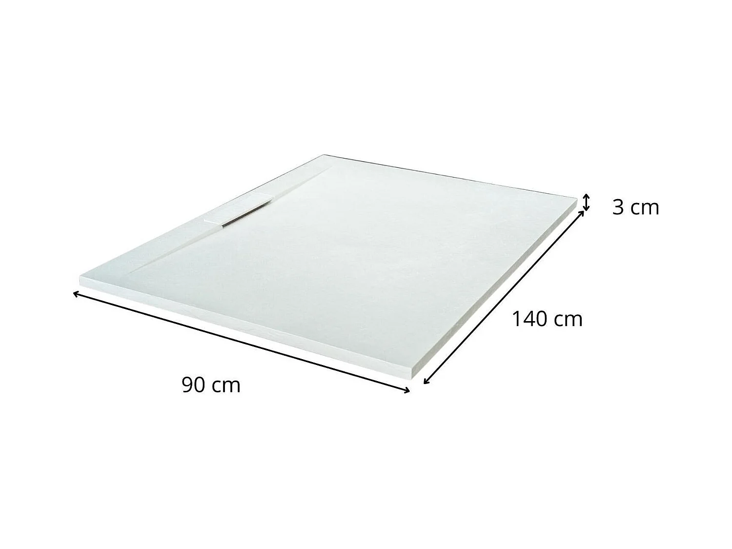 Receveur de douche mural aspect ardoise extra-plat blanc - Bonde incluse