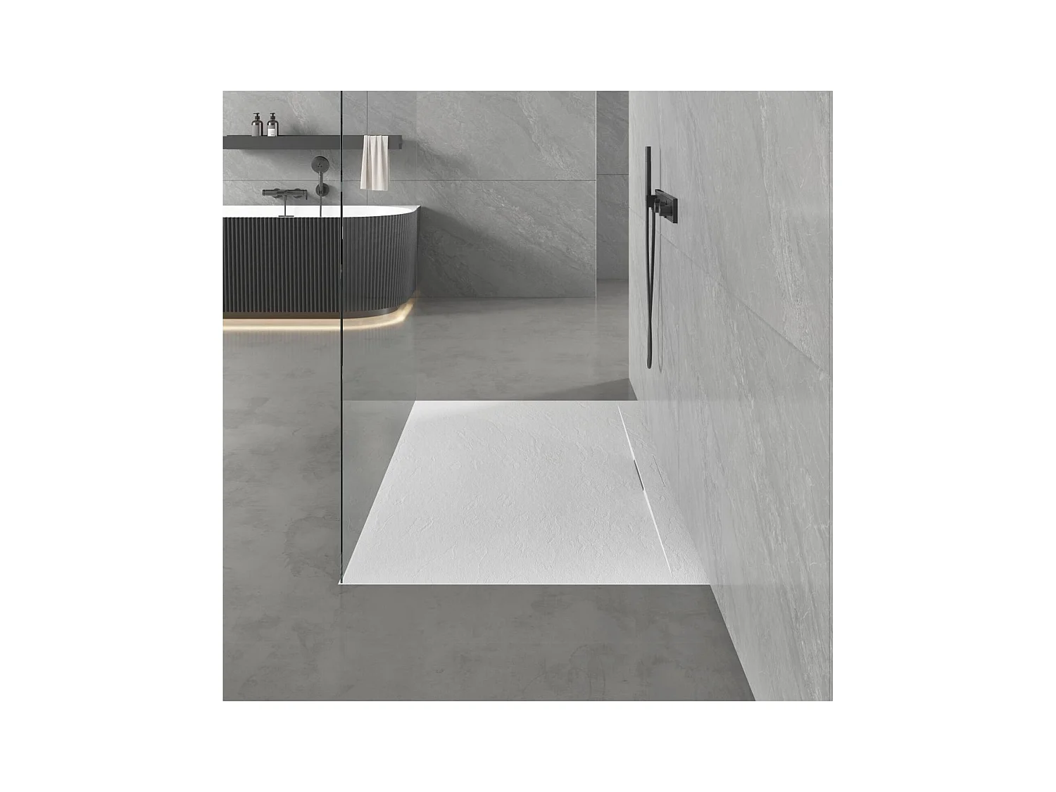 Plato de ducha de pared LIVA extraplano efecto pizarra 140x90cm 140x90