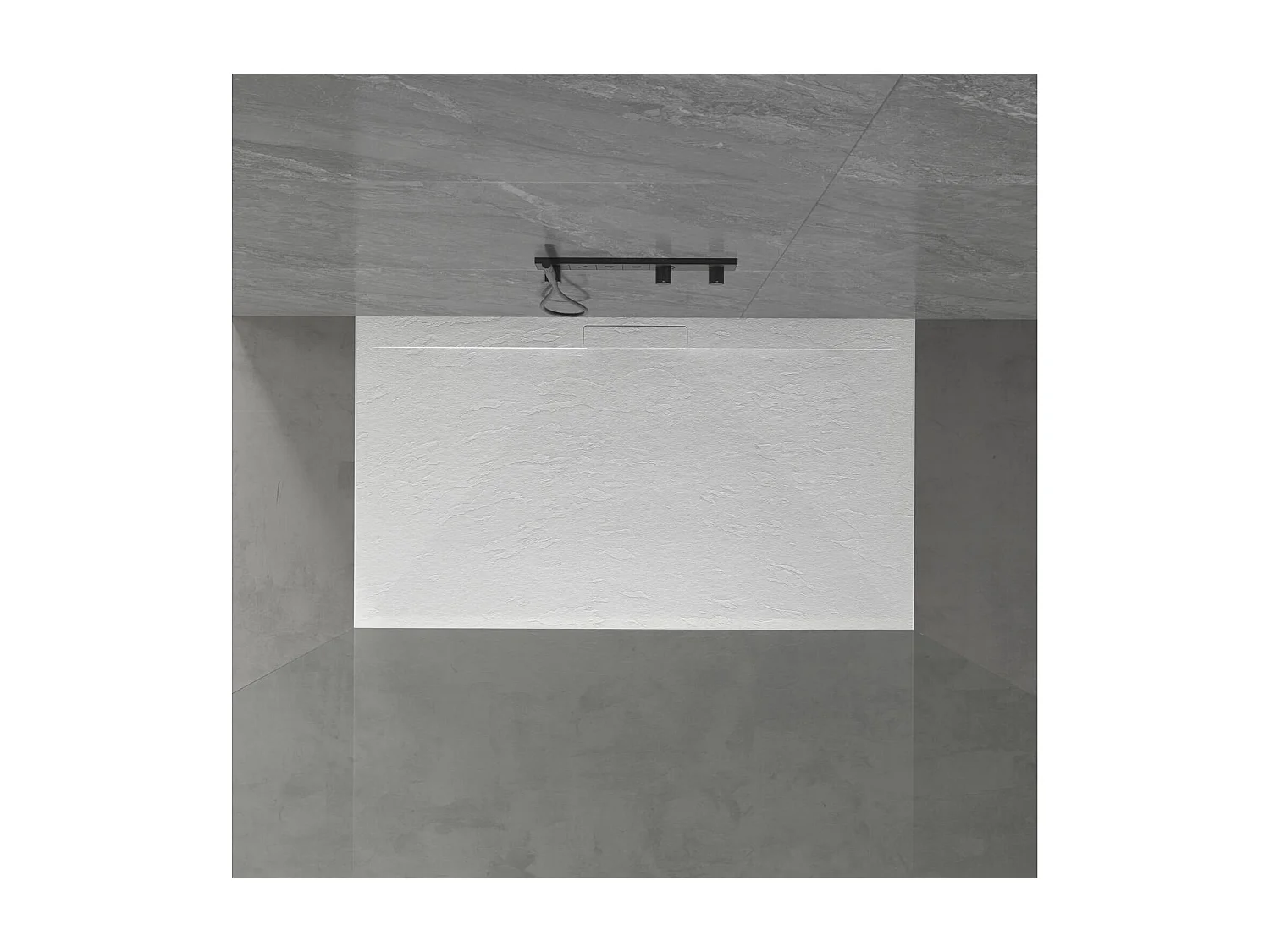 LIVA extra vlakke wanddouchebak in leisteenlook 140x90cm 140x90