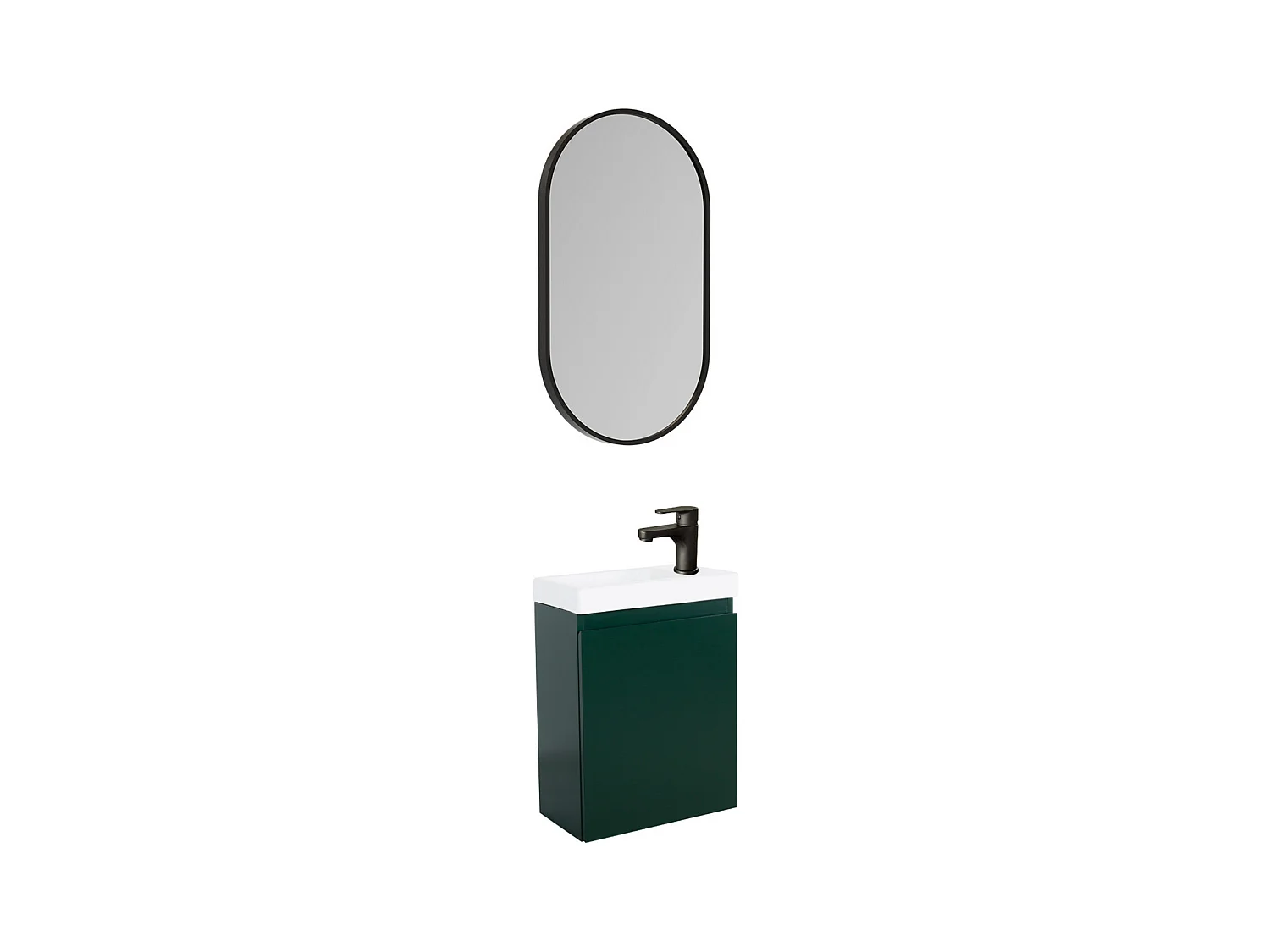 Ensemble lave-mains suspendu avec miroir ovale