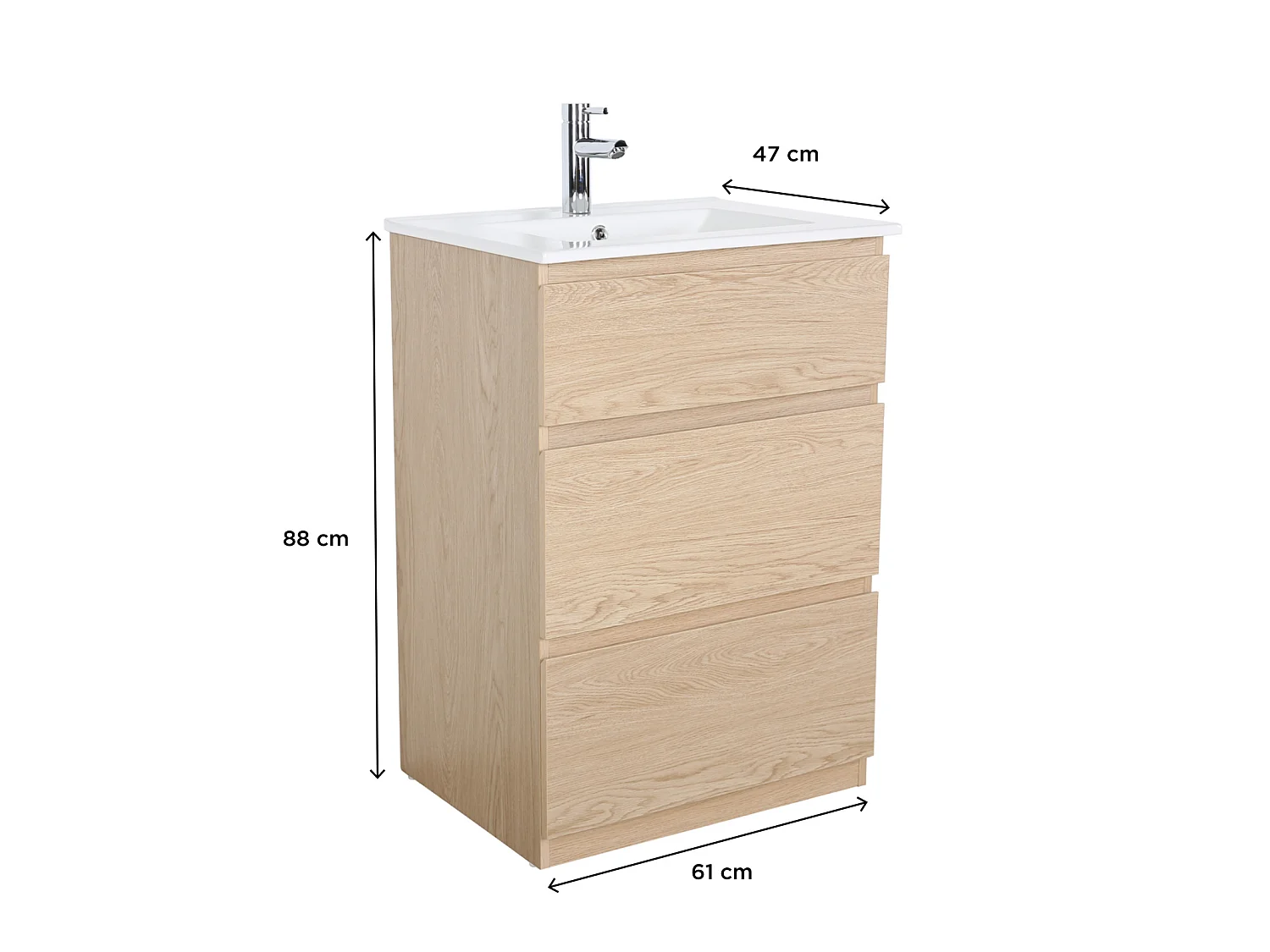 Meuble simple vasque SORRENTO sur pieds 60cm