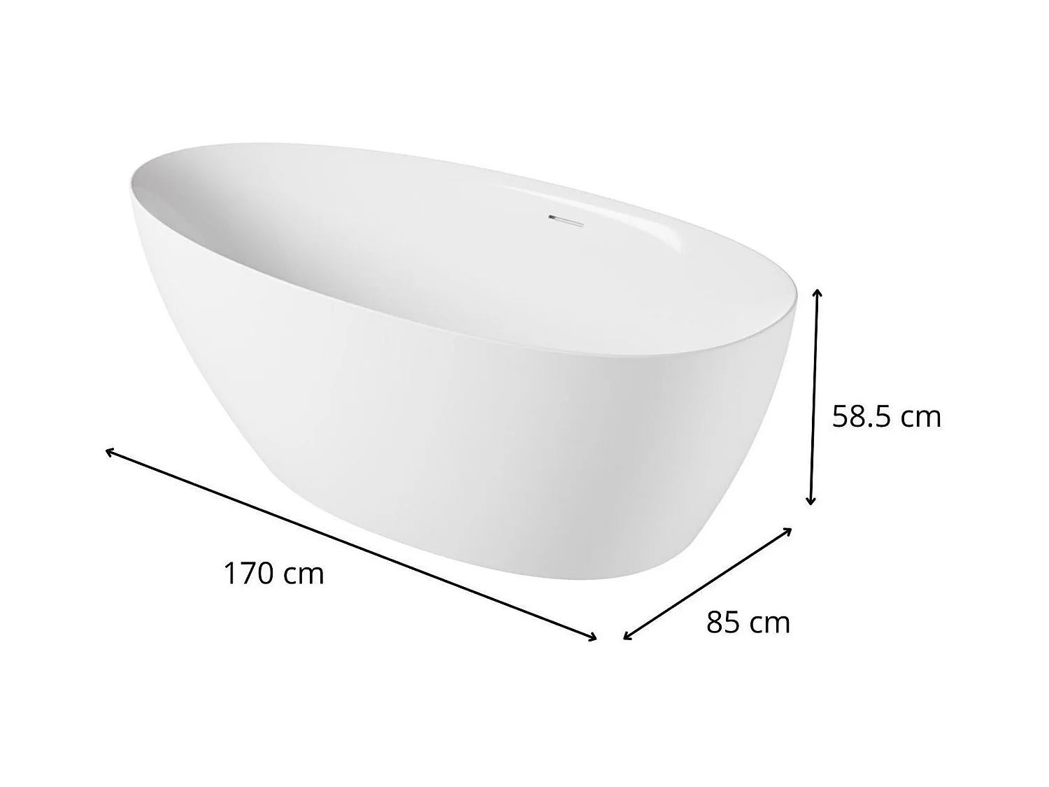 Bañera exenta BAÏA de acrílico blanco de 170 cm