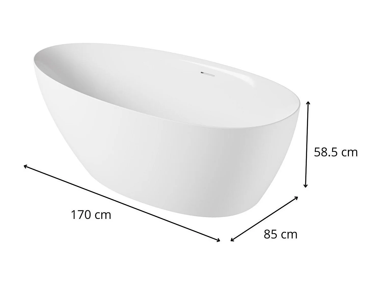 Bañera exenta BAÏA de acrílico blanco de 170 cm