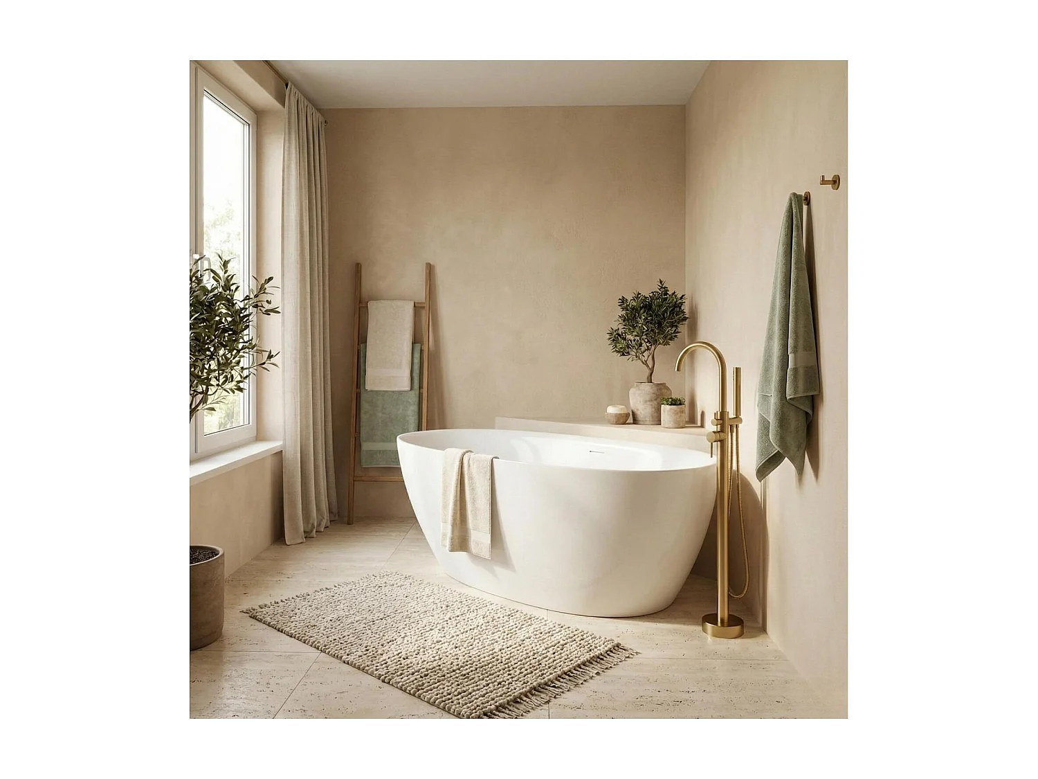 Bañera exenta BAÏA de acrílico blanco de 170 cm