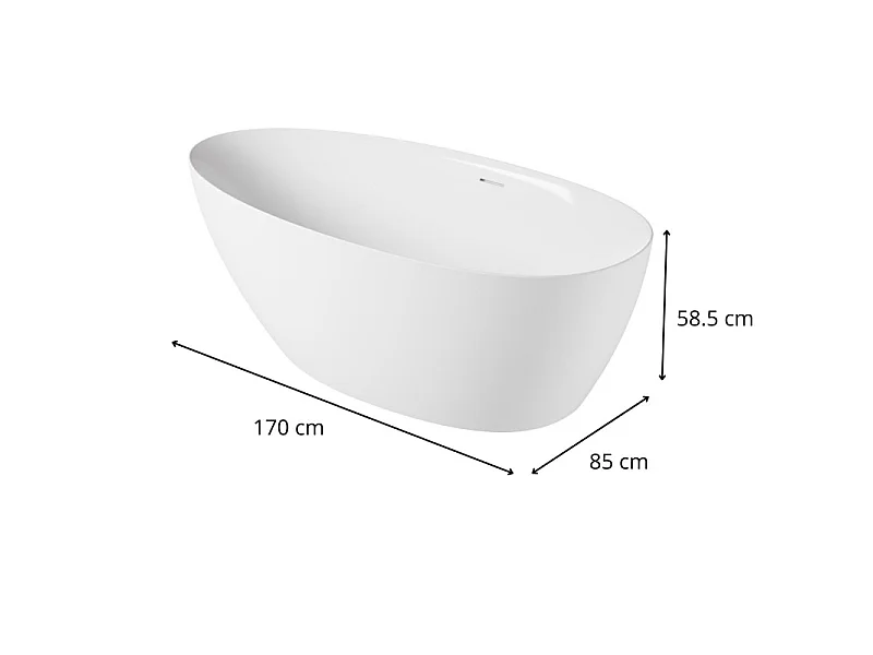 Bañera exenta BAÏA de acrílico blanco de 170 cm