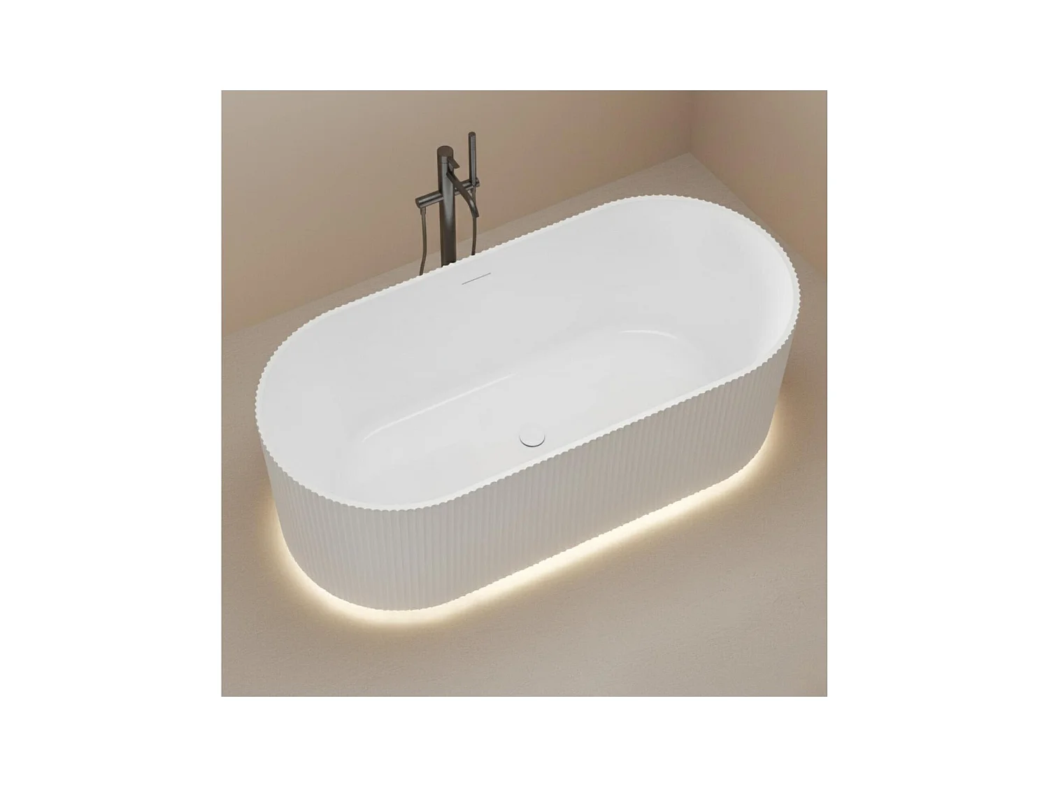 Bañera exenta acanalada acrílica blanca STRIA de 170 cm