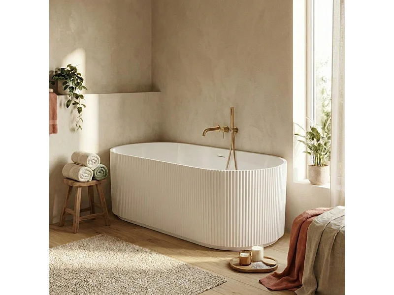 Bañera exenta acanalada acrílica blanca STRIA de 170 cm