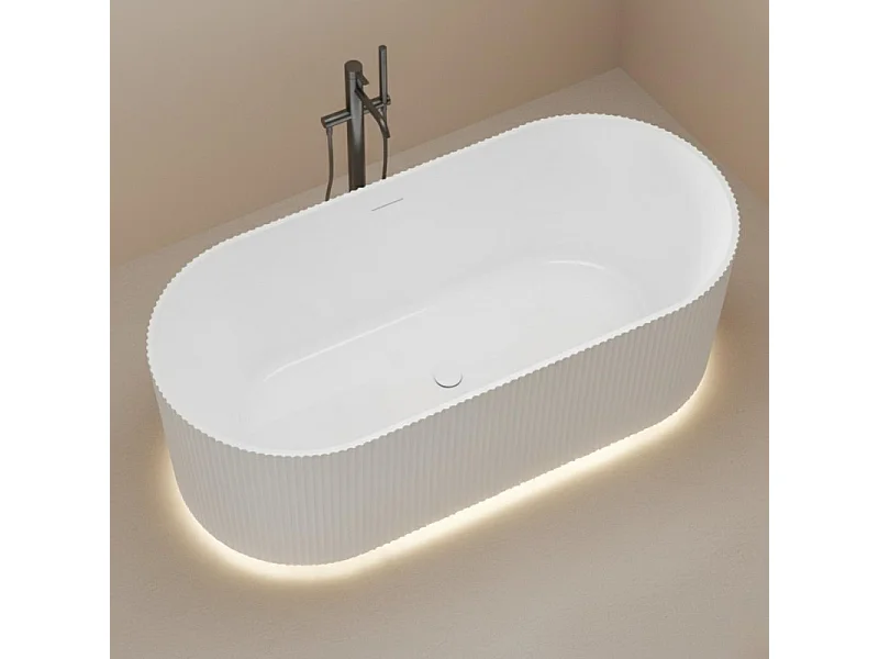 Bañera exenta acanalada acrílica blanca STRIA de 170 cm