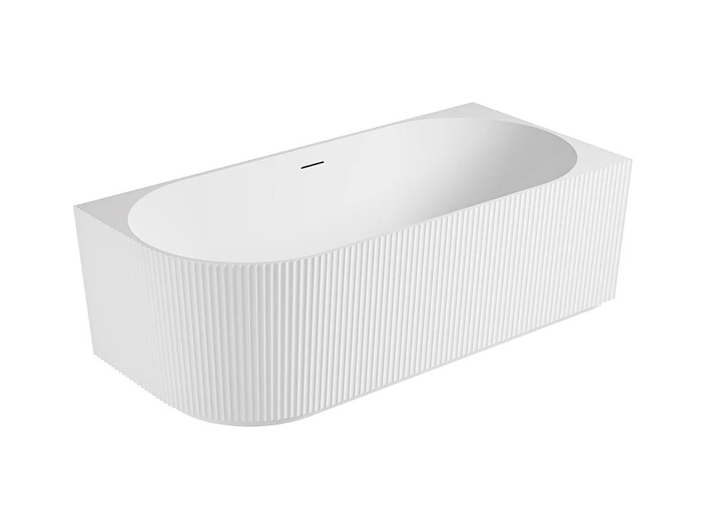 Baignoire semi-îlot blanche 170cm striée en acrylique Lucite® - Angle droit - Livrée complète