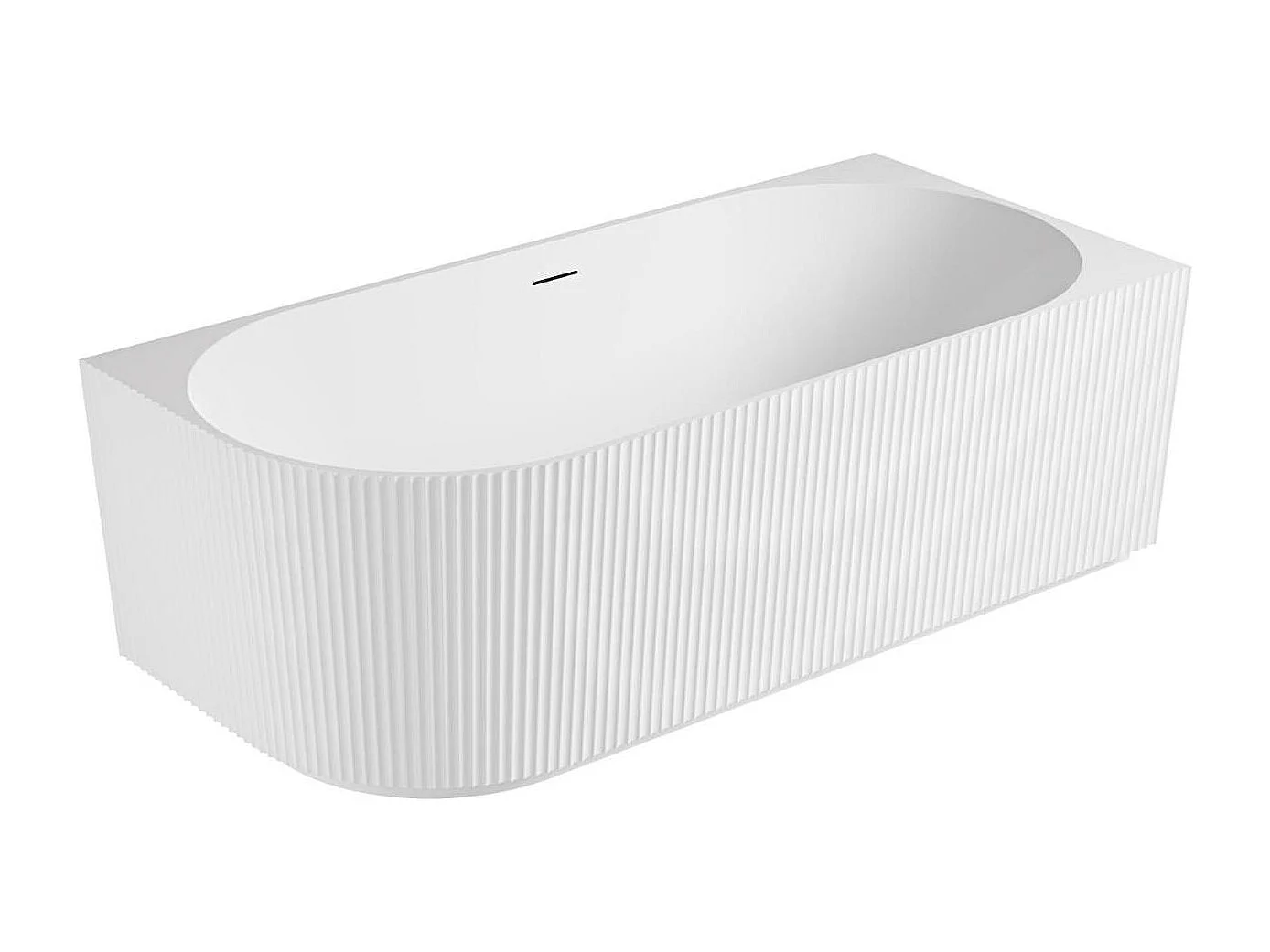 Bañera acrílica acanalada semi-isla blanca 170cm - Ángulo recto STRIA