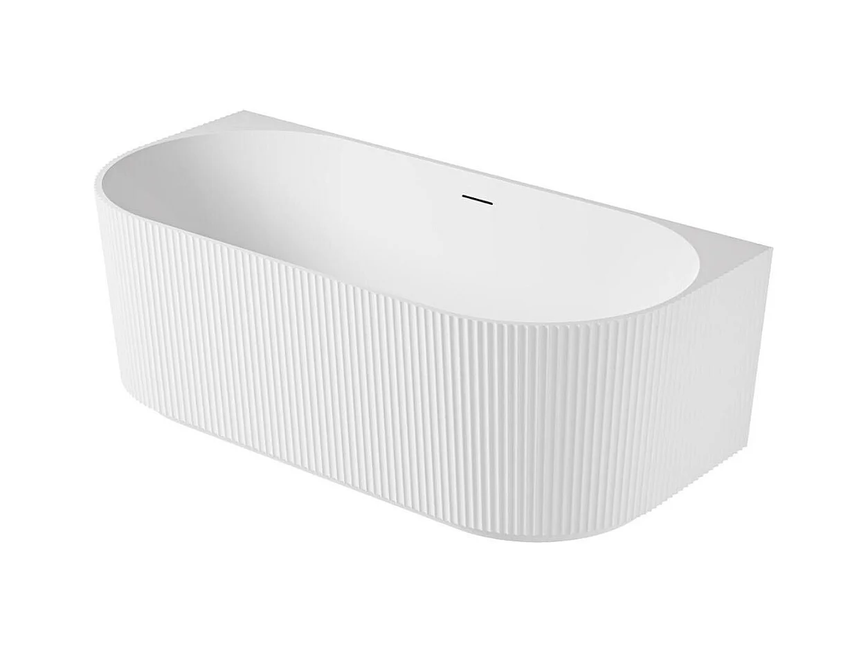 Baignoire murale blanche 170cm striée en acrylique Lucite® - Livrée complète