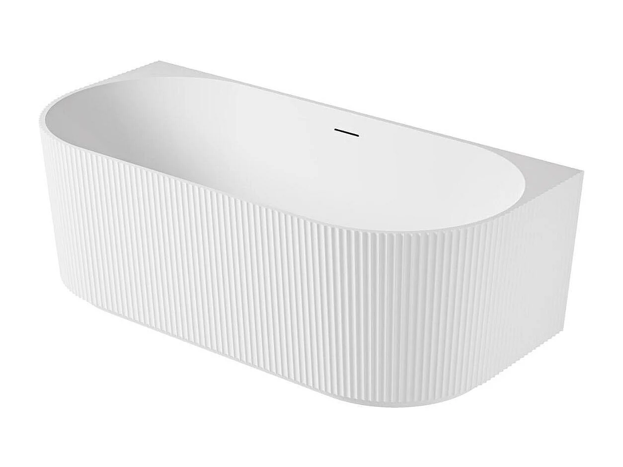Vasca da bagno a parete STRIA 170cm in acrilico bianco rigato