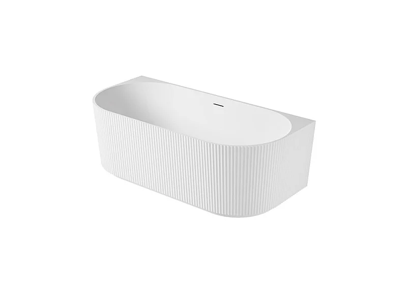 Vasca da bagno a parete STRIA 170cm in acrilico bianco rigato