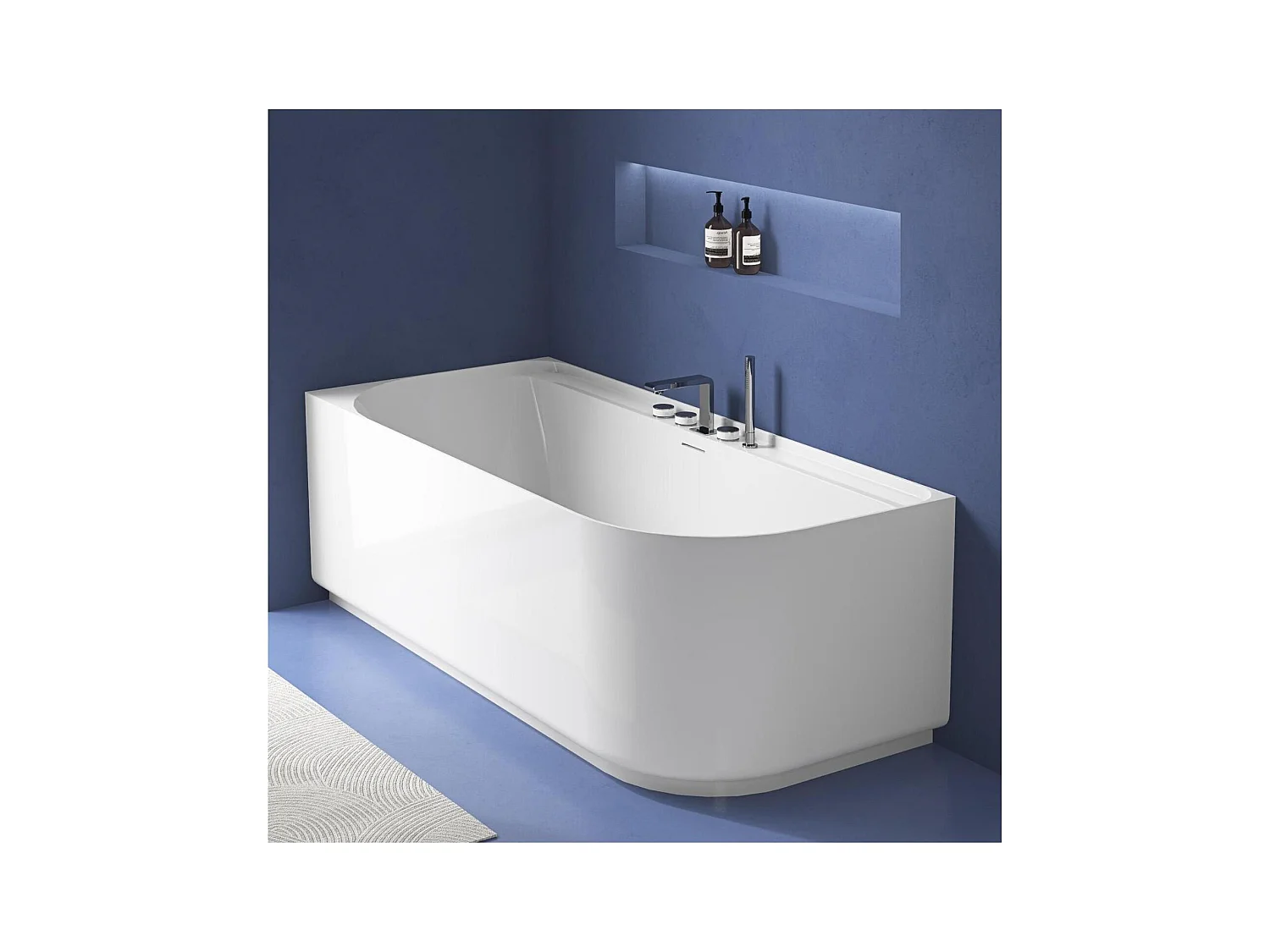 Baignoire semi-îlot blanche 170cm en acrylique Lucite® - Angle gauche - Livrée complète