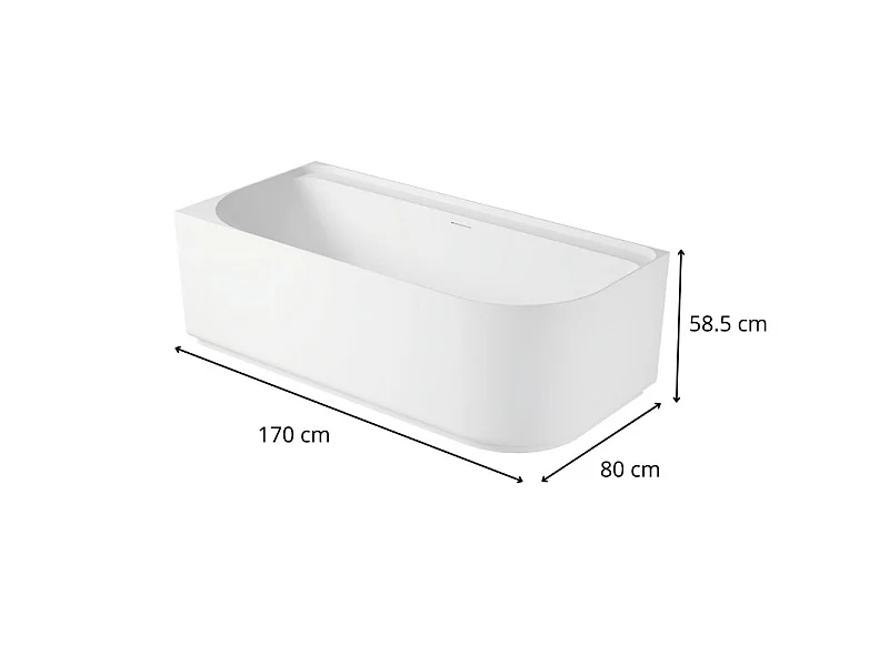 Vasca da bagno semi-autoportante in acrilico bianco 170cm - Angolo sinistro EQUINOXE