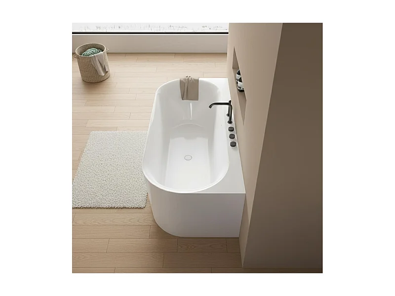 Baignoire murale blanche 170cm en acrylique Lucite® - Livrée complète