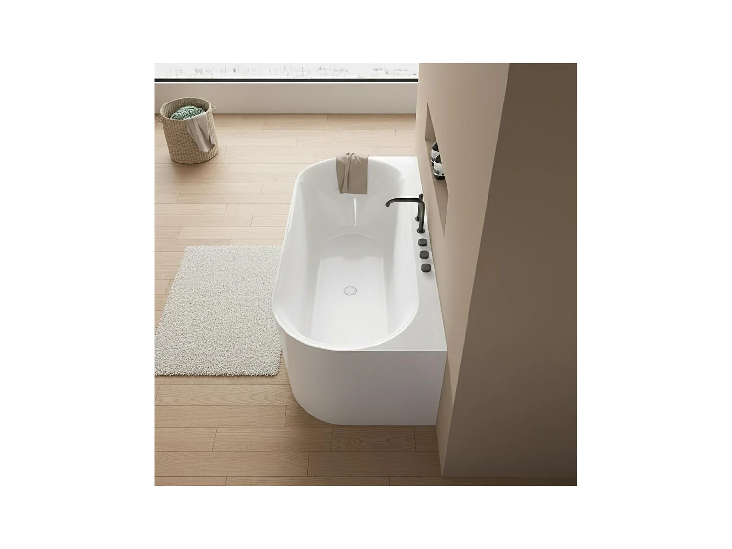 Baignoire murale blanche 170cm en acrylique Lucite® - Livrée complète