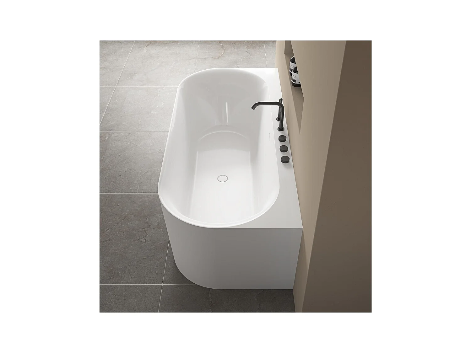 Baignoire murale blanche 170cm en acrylique Lucite® - Livrée complète