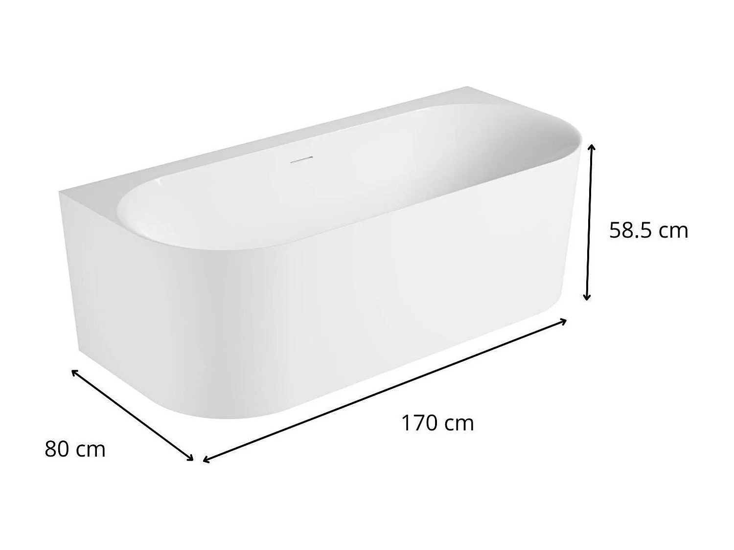 Bañera acrílica blanca de pared FORMA de 170 cm