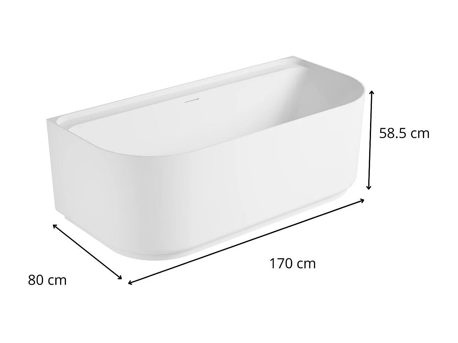 Vasca da bagno in acrilico bianco da parete EQUINOXE 170cm