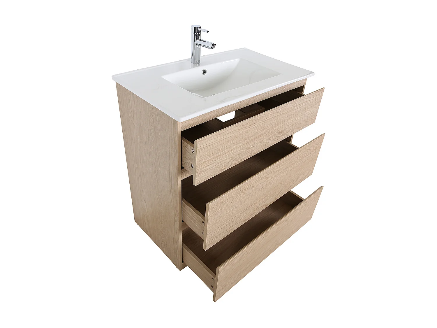 Einzelwaschtischunterschrank 80cm - mit Keramik-Waschtischplatte SORRENTO