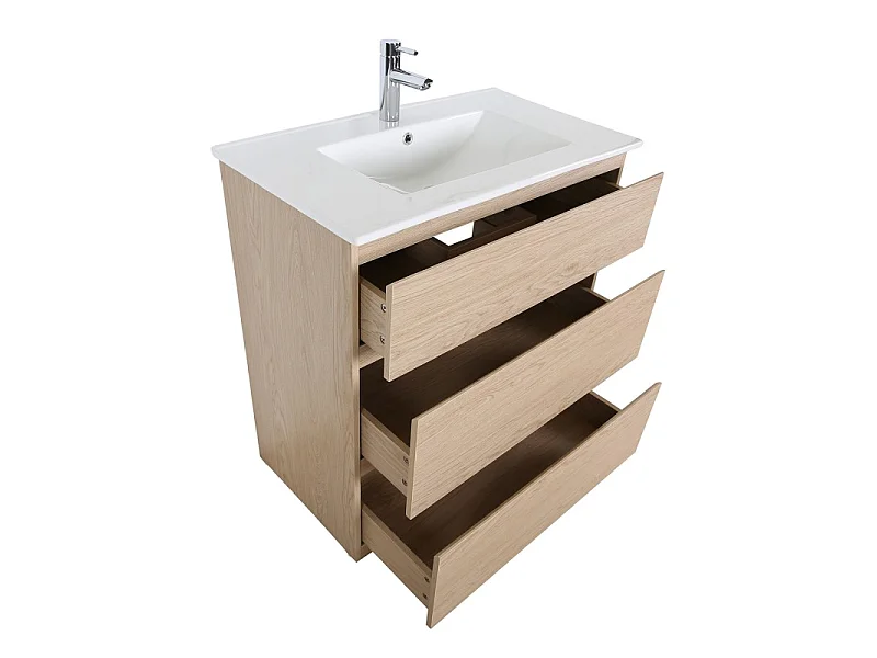Szafka pod umywalkę pojedynczą 80 cm - z blatem ceramicznym SORRENTO