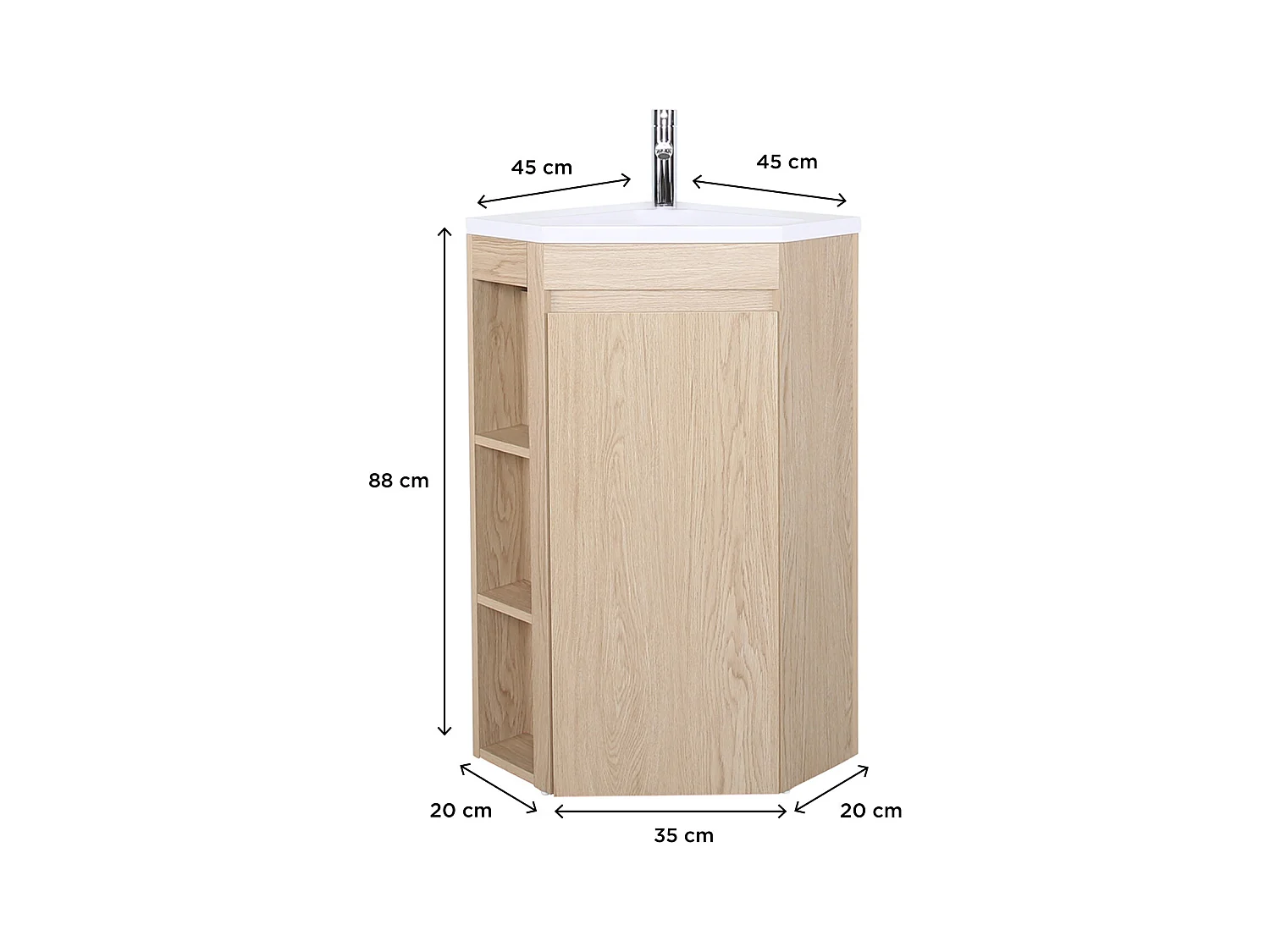 Mobile lavabo angolare singolo SORRENTO da 45 cm