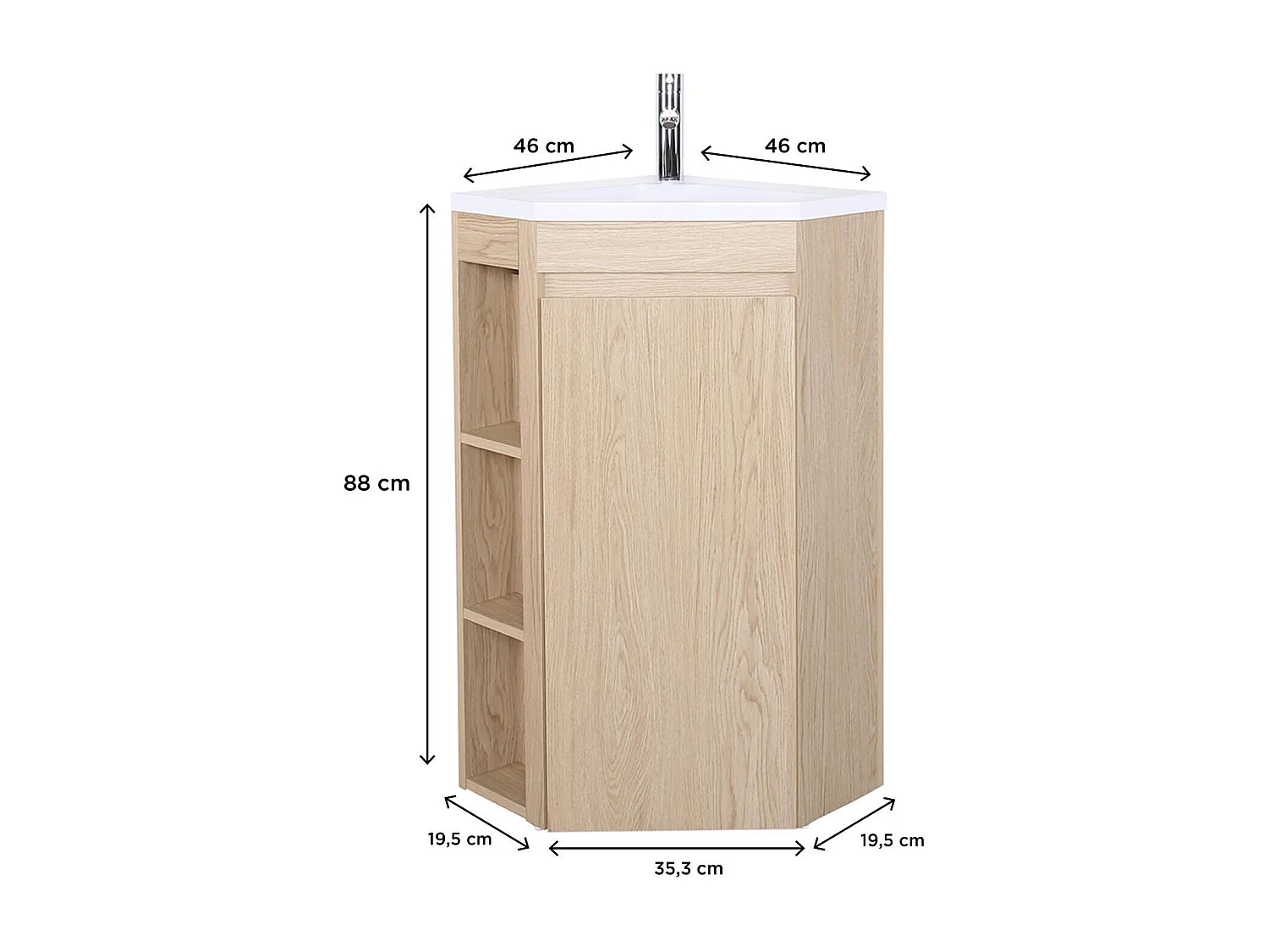 Meuble simple vasque d'angle SORRENTO 45cm