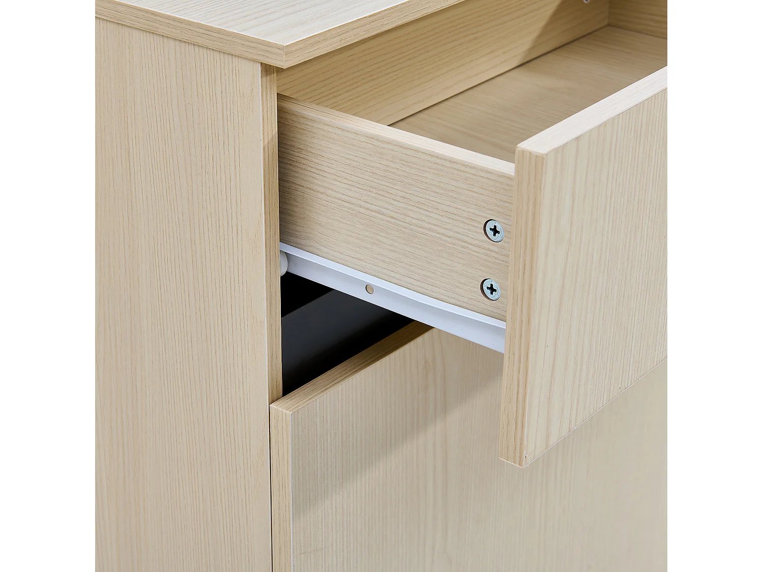 Schuhschrank 75x35x90cm - Mit 2 Türen und 1 Schublade - Mit höhenverstellbaren Einlegeböden - MDF - ​​Natur​