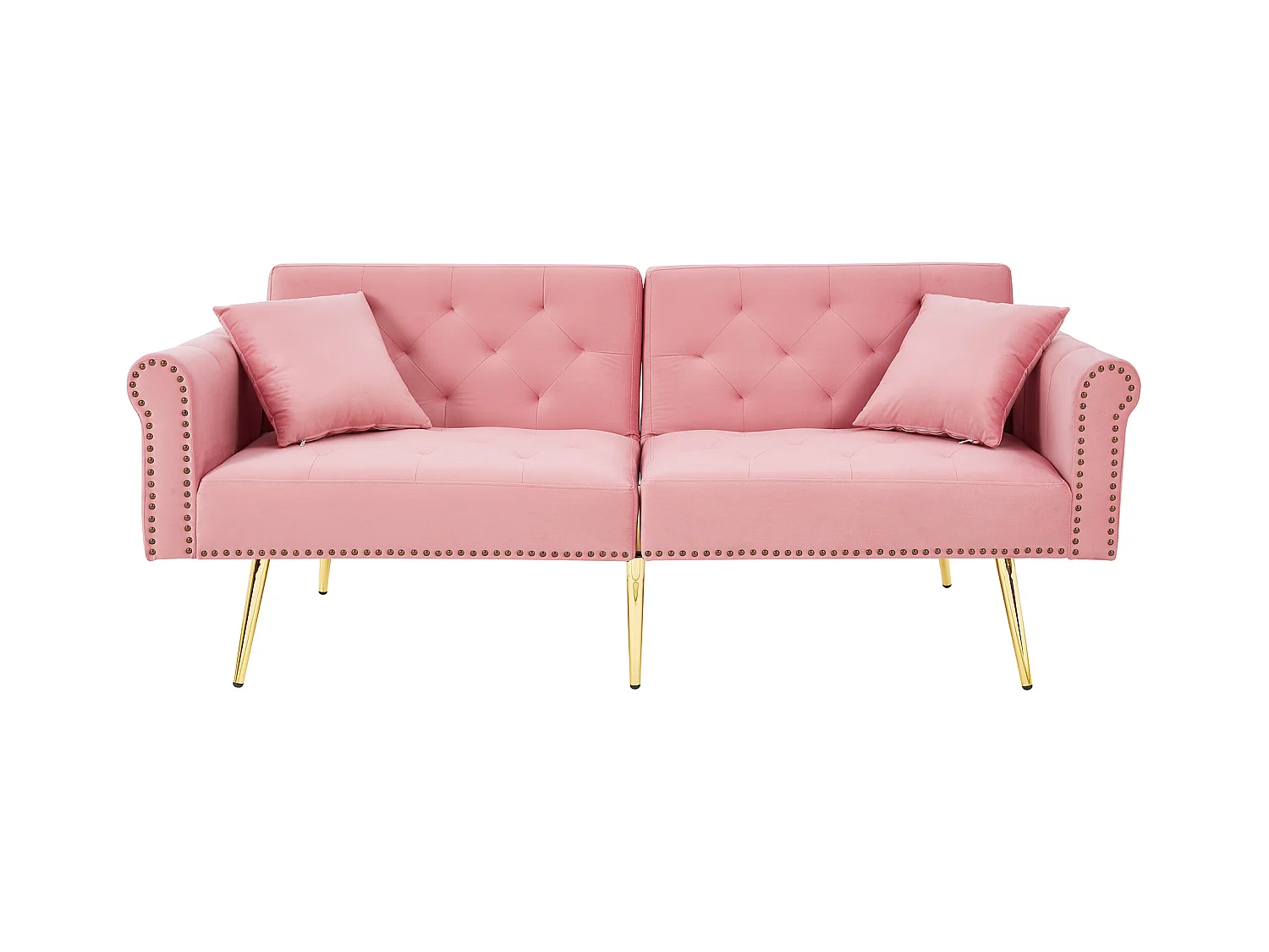 Canapé contemporain 2 places - Velours - Dossier réglable sur 3 niveaux - Rose