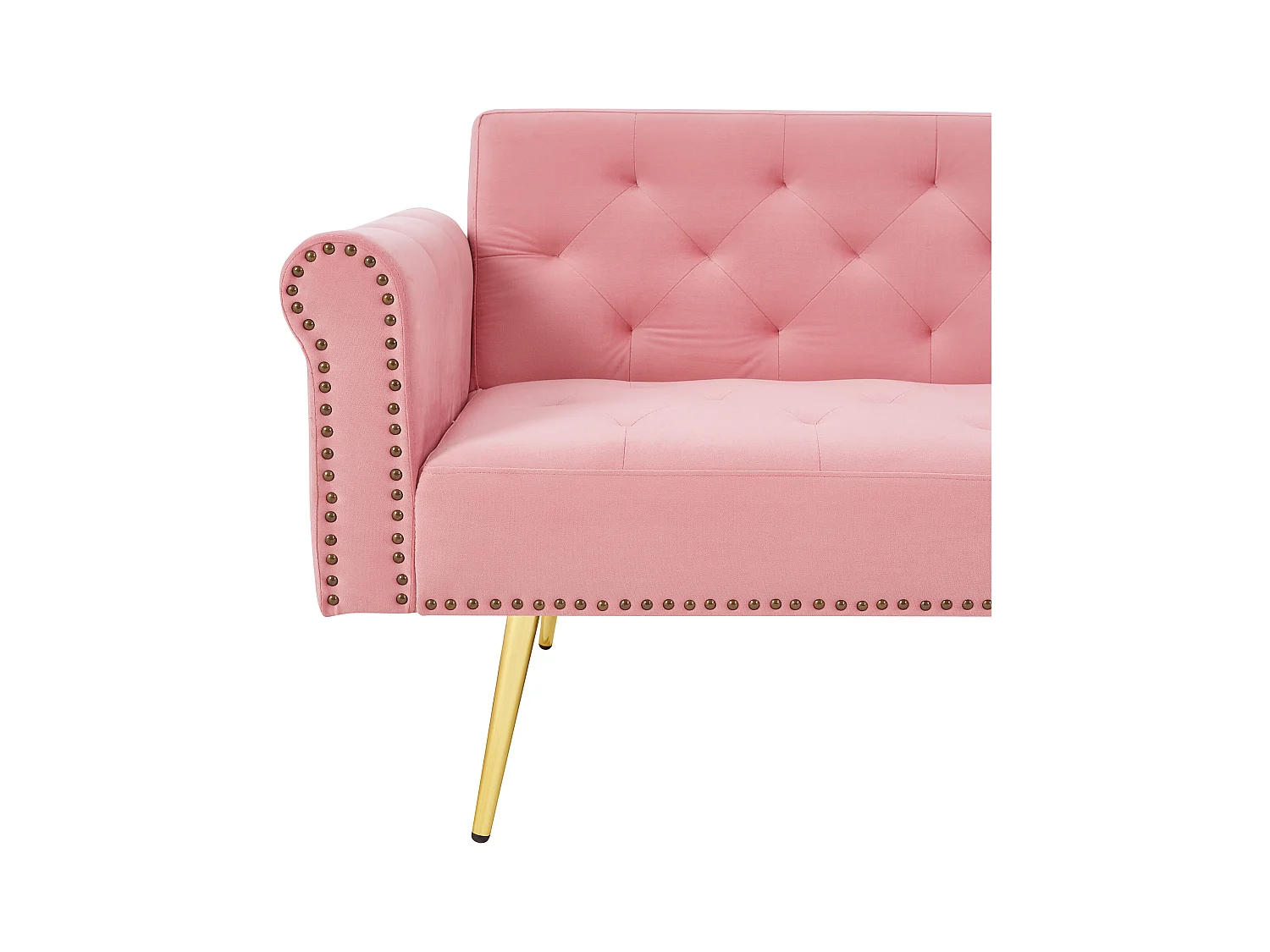 Canapé contemporain 2 places - Velours - Dossier réglable sur 3 niveaux - Rose