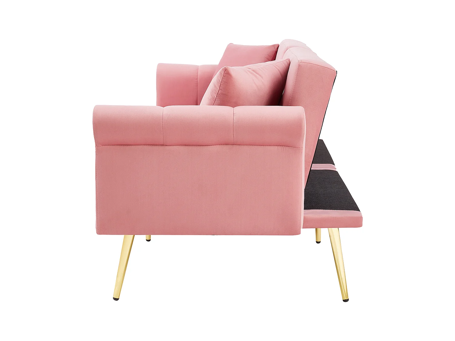 Canapé contemporain 2 places - Velours - Dossier réglable sur 3 niveaux - Rose