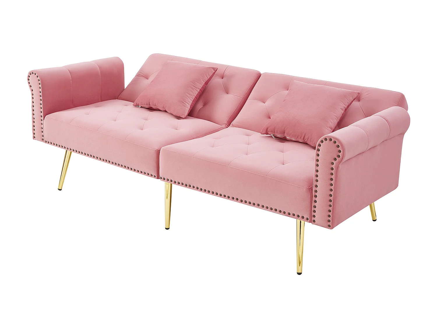 Canapé contemporain 2 places - Velours - Dossier réglable sur 3 niveaux - Rose