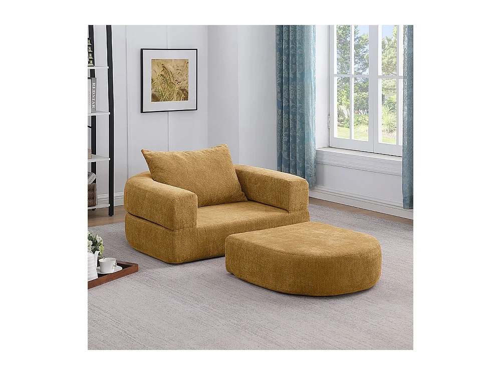 Canapé futon convertible petit deux places moderne avec dossier réglable pour petits espaces salon appartement bureau jaune
