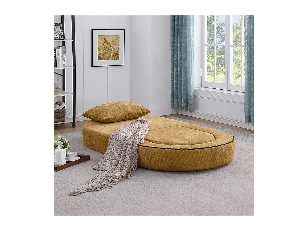 Canapé futon convertible petit deux places moderne avec dossier réglable pour petits espaces salon appartement bureau jaune