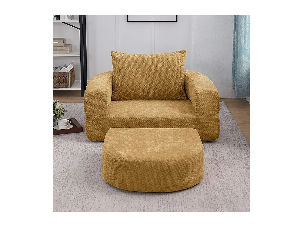 Canapé futon convertible petit deux places moderne avec dossier réglable pour petits espaces salon appartement bureau jaune
