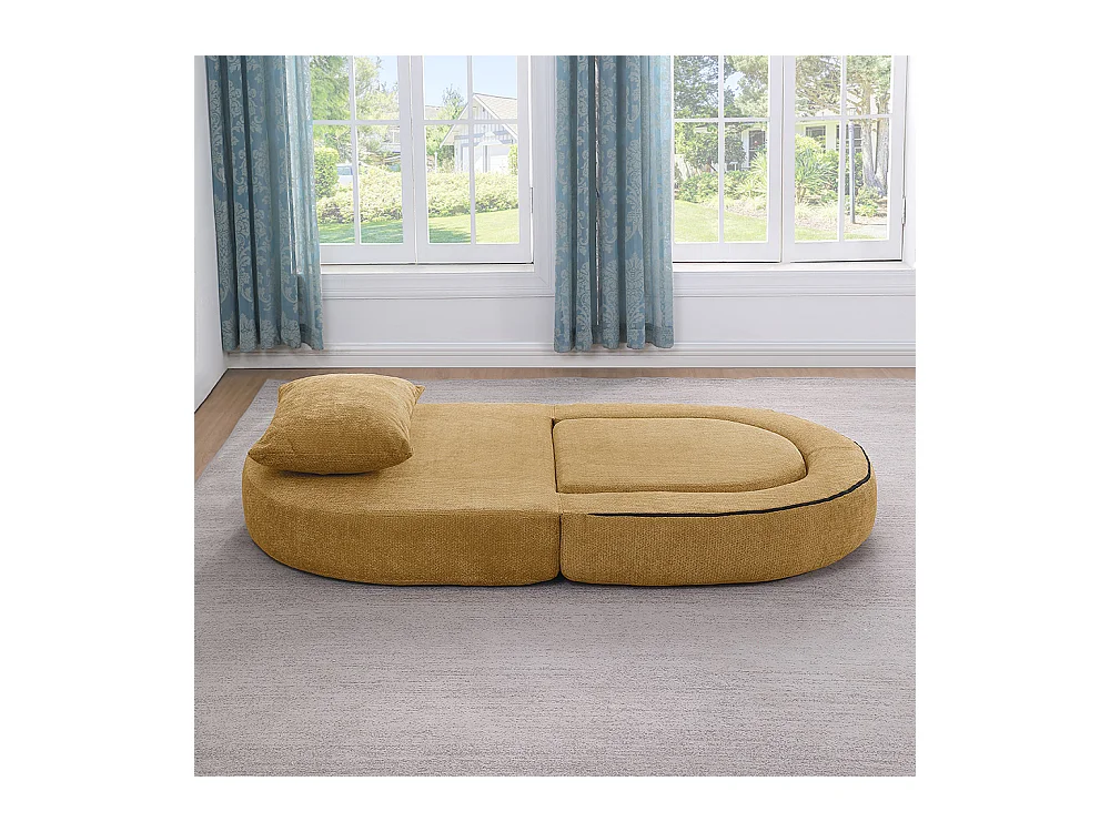 Canapé futon convertible petit deux places moderne avec dossier réglable pour petits espaces salon appartement bureau jaune