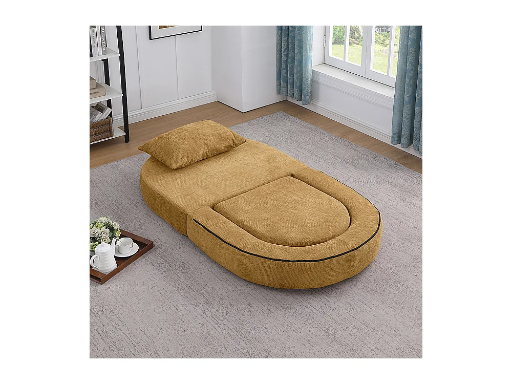 Canapé futon convertible petit deux places moderne avec dossier réglable pour petits espaces salon appartement bureau jaune