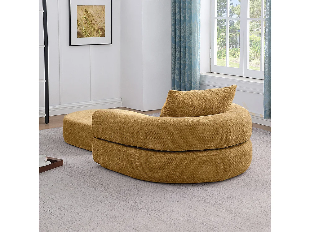 Canapé futon convertible petit deux places moderne avec dossier réglable pour petits espaces salon appartement bureau jaune