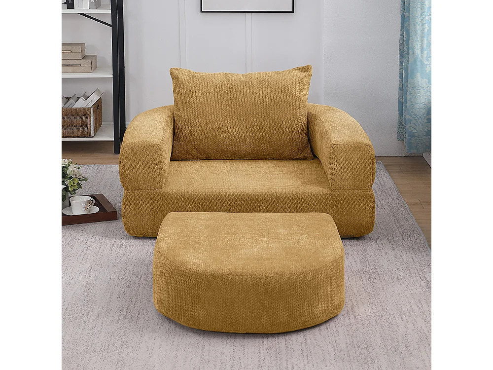 Canapé futon convertible petit deux places moderne avec dossier réglable pour petits espaces salon appartement bureau jaune