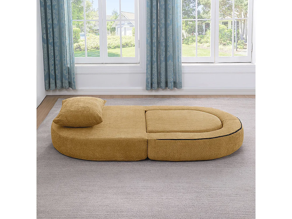 Canapé futon convertible petit deux places moderne avec dossier réglable pour petits espaces salon appartement bureau jaune